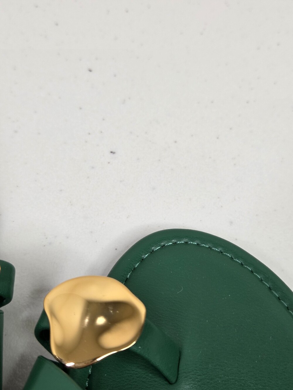 Pedro Alexis Green Leather Cross-Strap Slingback Sandals with Gold Accent Toe - Picture 5 of 16